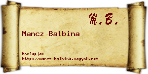 Mancz Balbina névjegykártya